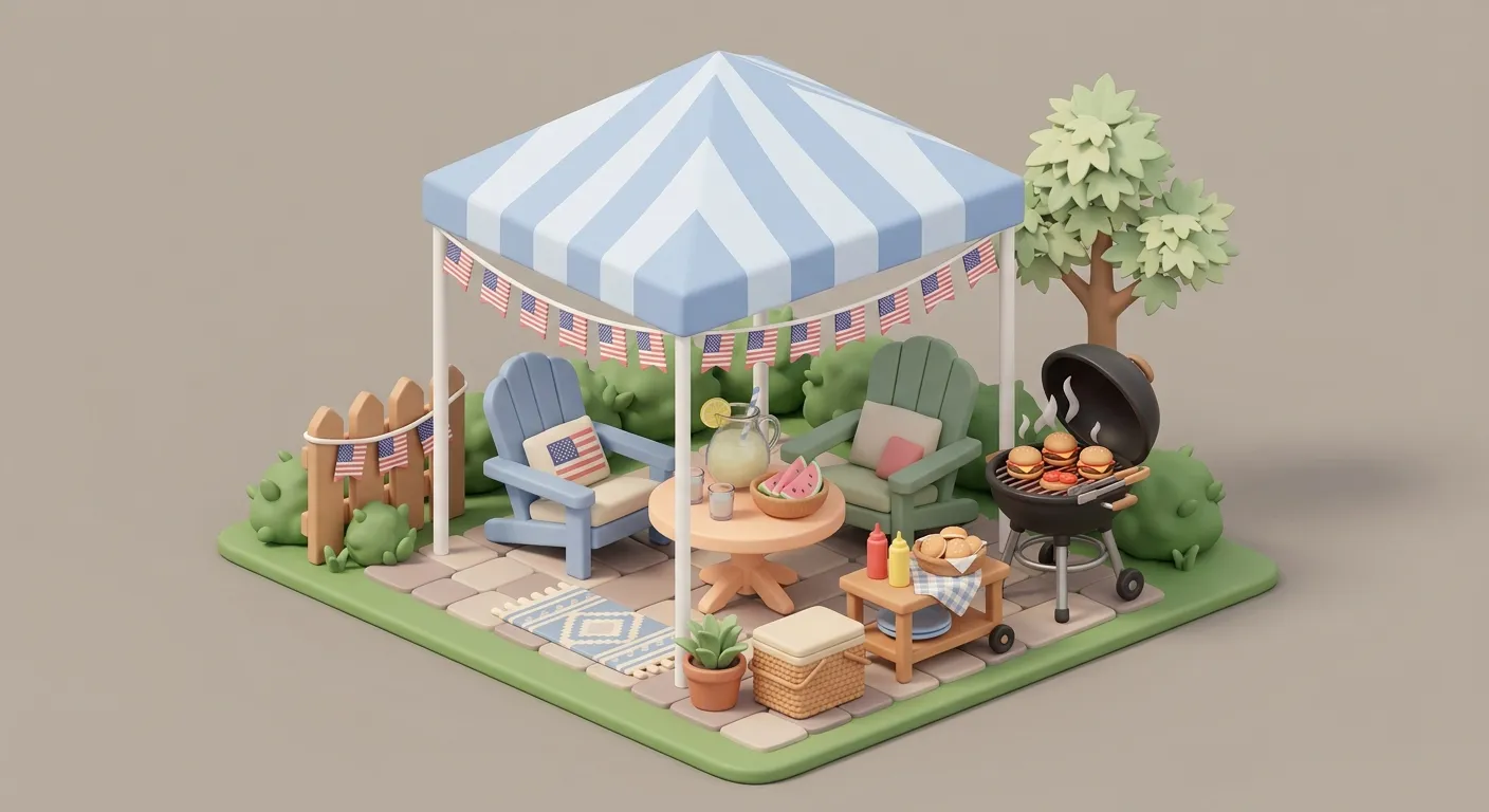 A comfortable backyard 4th of July celebration for aging parents
