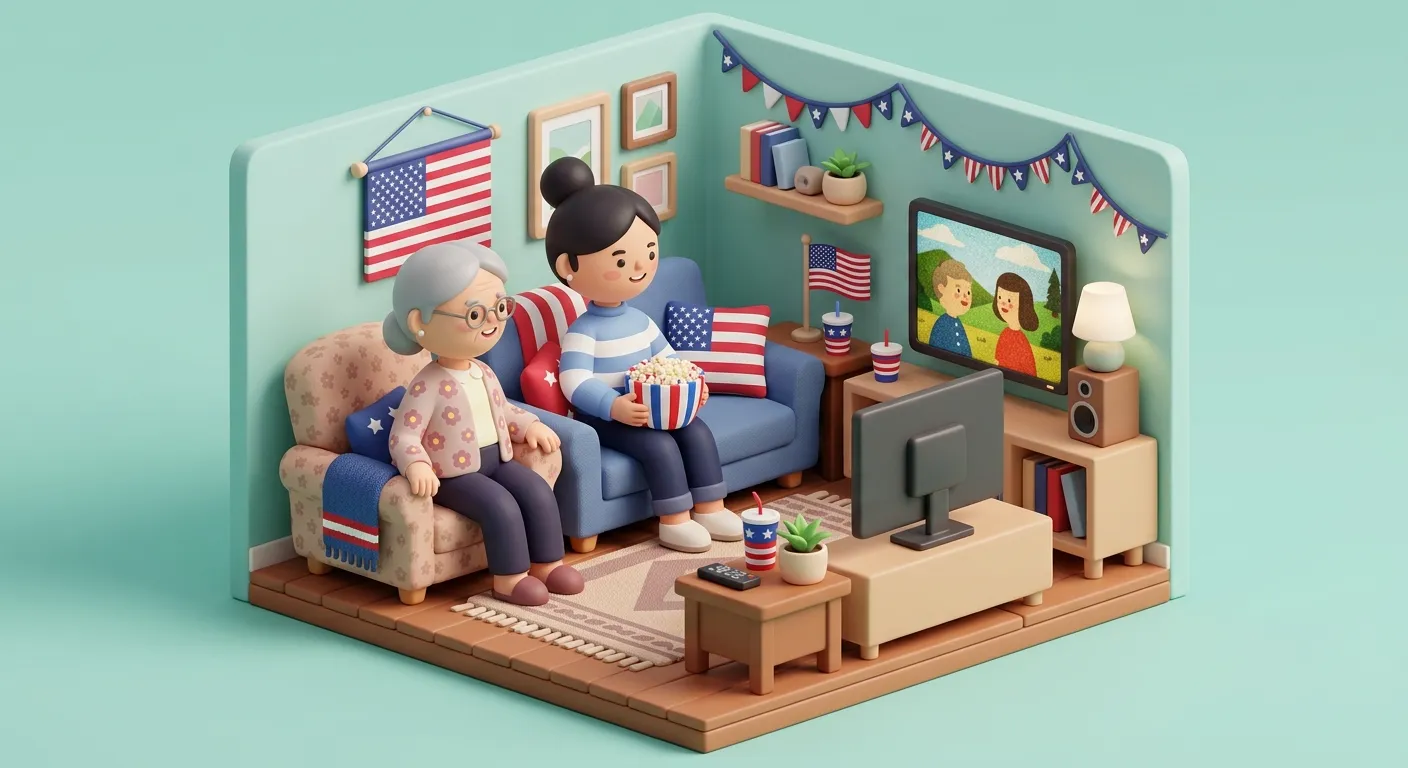 A patriotic movie night with elderly parents on the 4th of July