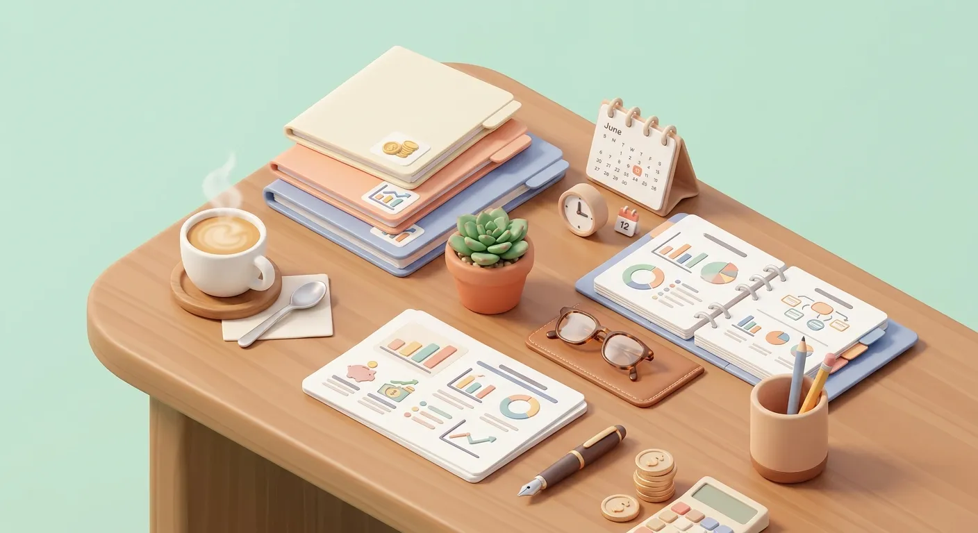Calendar and financial documents on a desk for aging parents financial planning