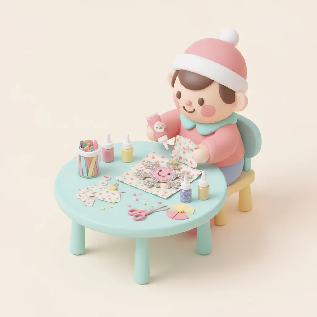 A young child making a holiday craft