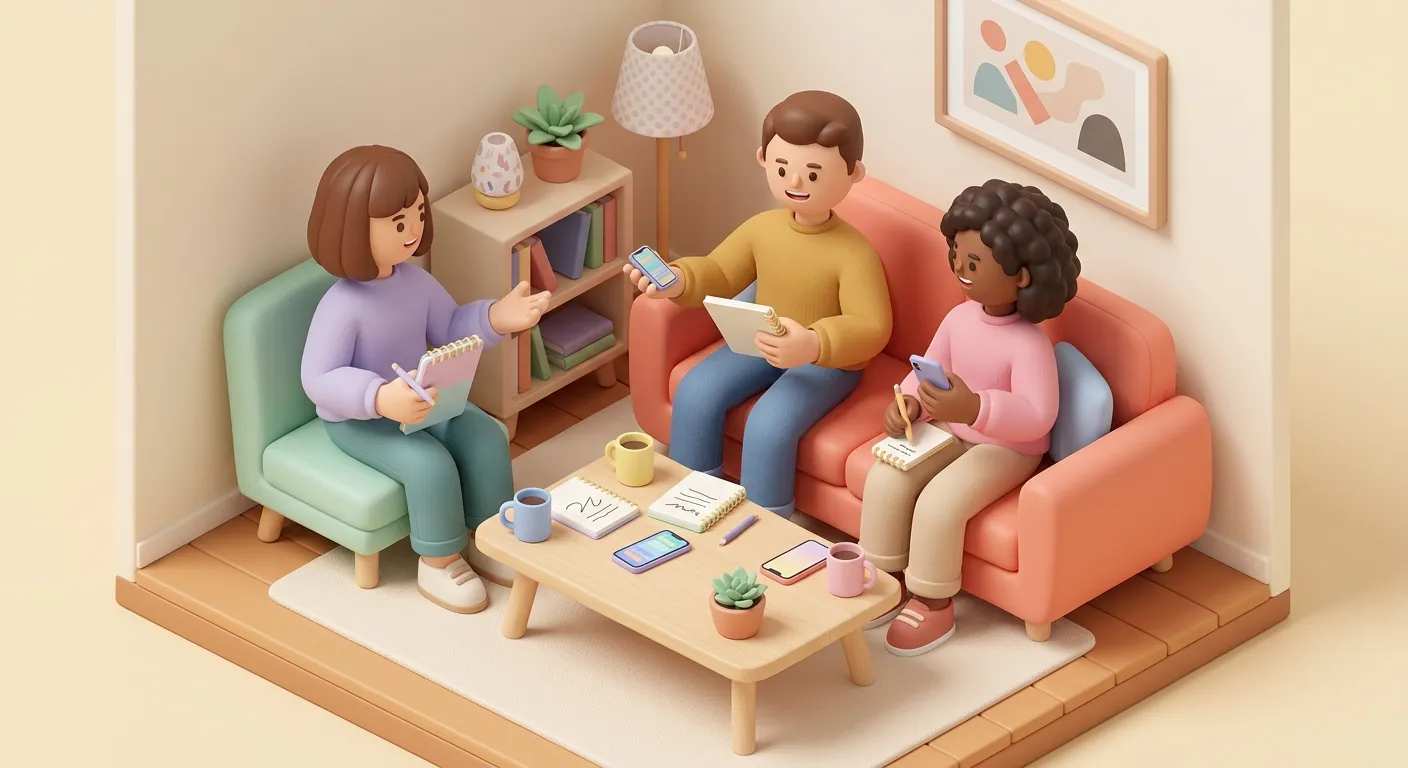 A family discussing care options together