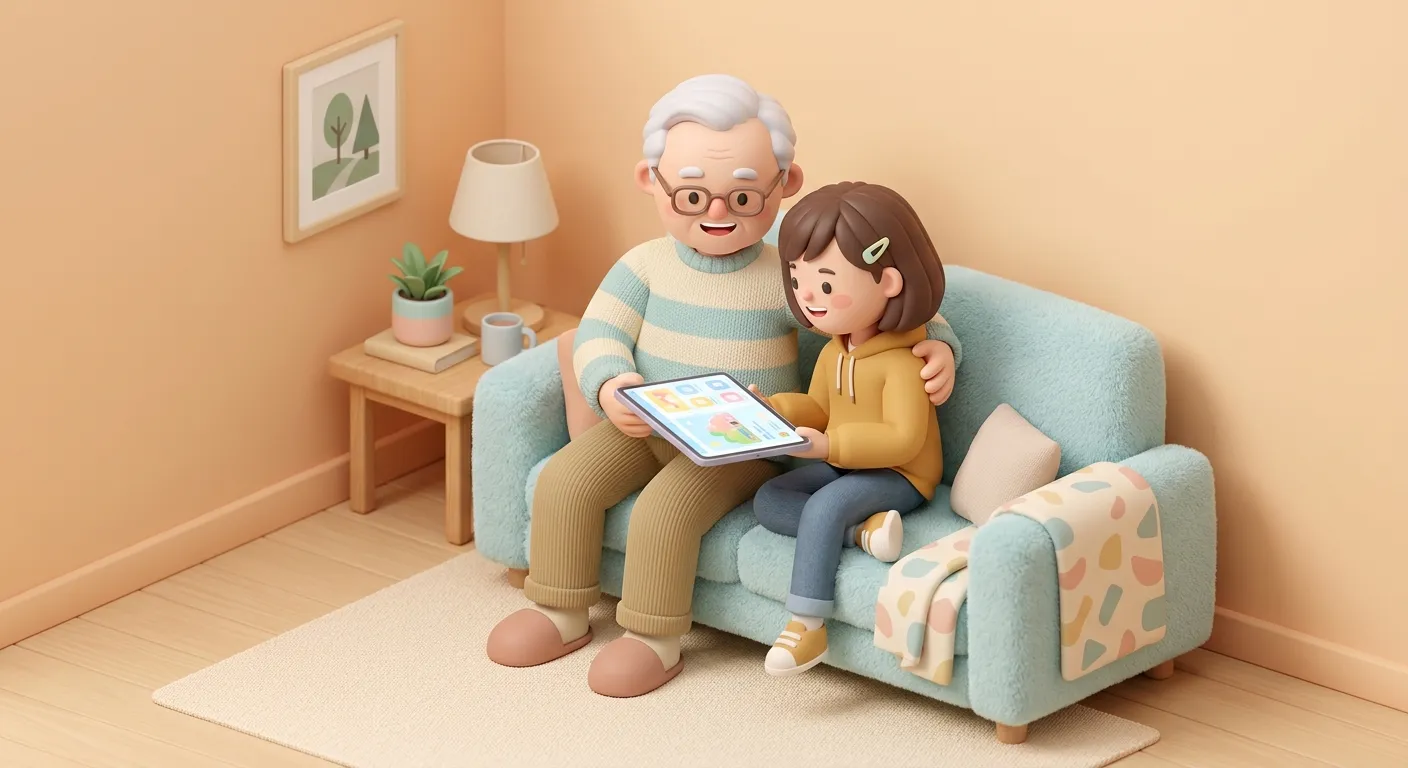 Grandparent and teenager playing a board game at home