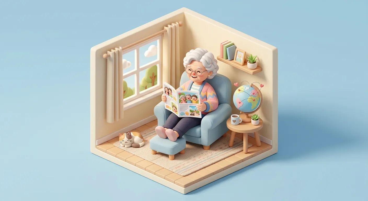 A long-distance family connecting through a printed family newsletter