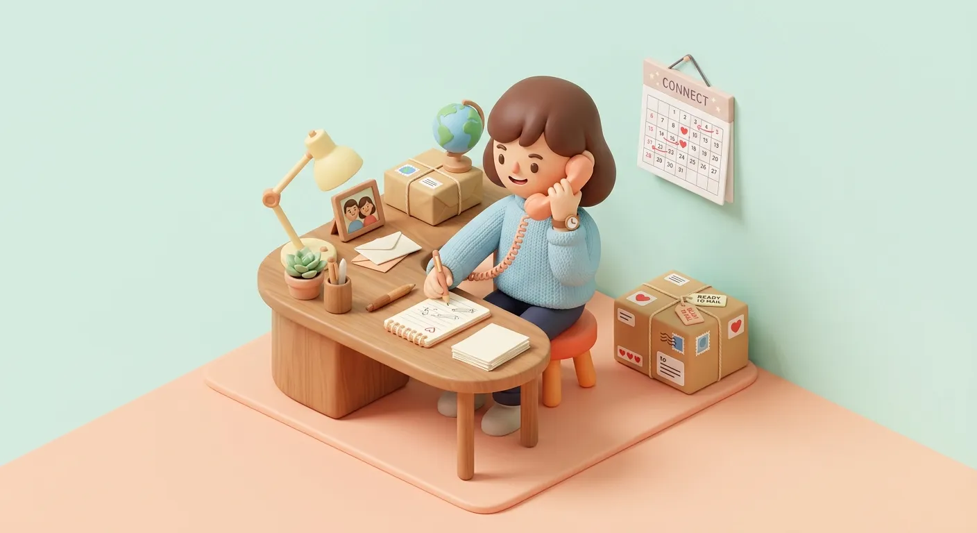 Family staying connected through letters and phone calls across distance