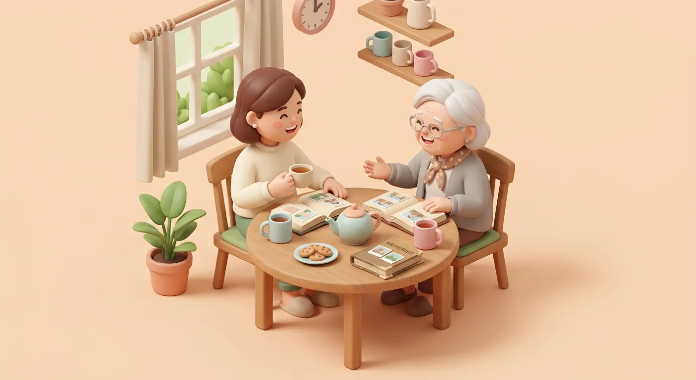 a family helping parents sort through items in their home