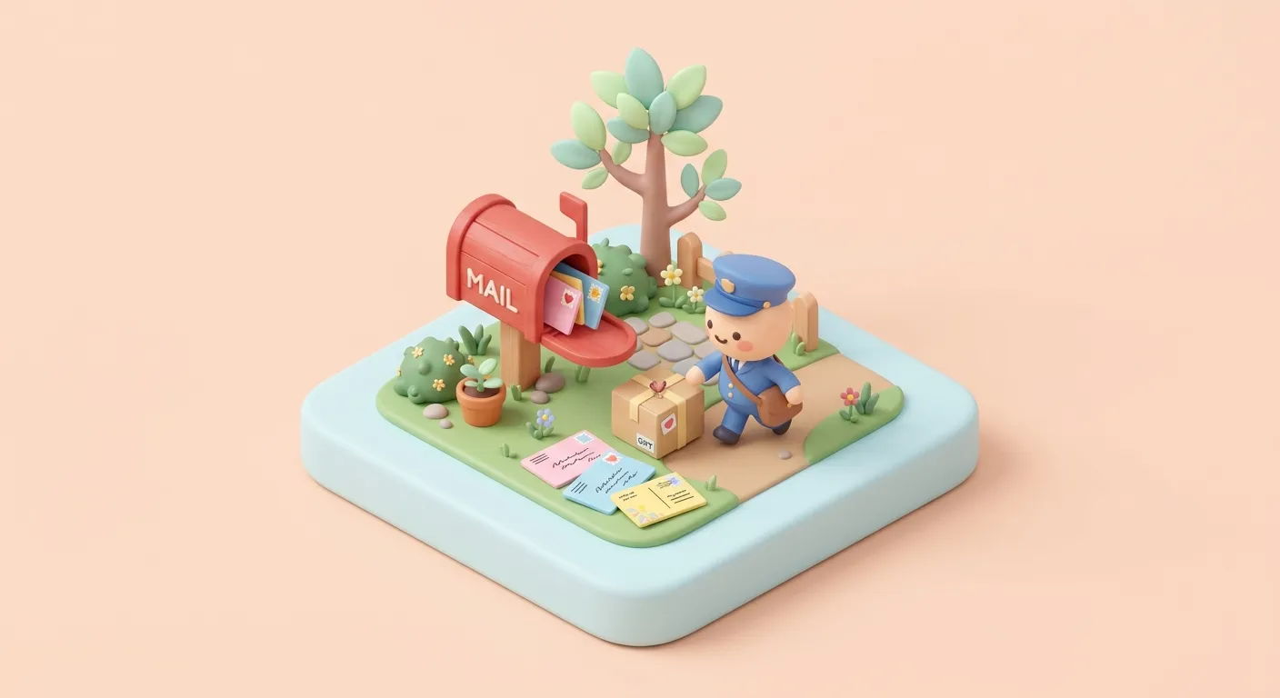 Colorful handwritten letters and care packages being delivered