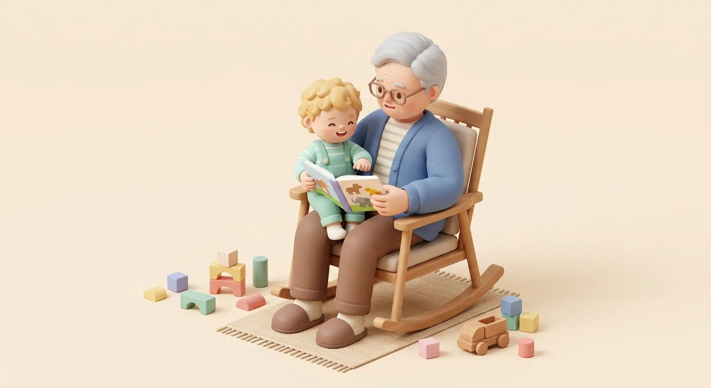A grandparent and toddler doing a simple activity together